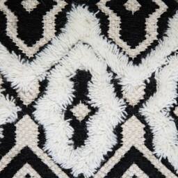 Wyld and Coco Boho Wool-Cotton Pouffe 45 x 45 cm Black and White - thumbnail 6