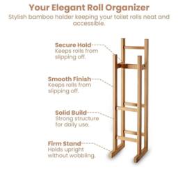Nordara Bamboo Toilet Roll Holder Free Standing with Tissue Storage in Natural - thumbnail 3