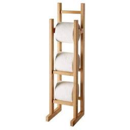 Nordara Bamboo Toilet Roll Holder Free Standing with Tissue Storage in Natural - thumbnail 1