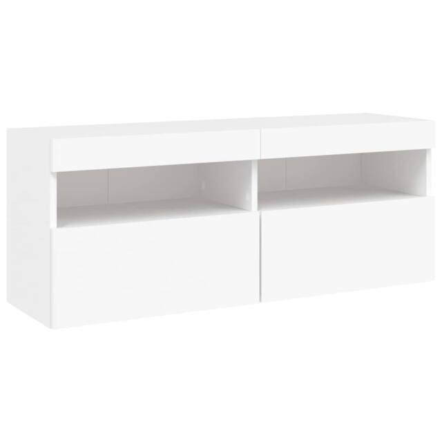 Berkfield Home TV Wall Cabinet with LED Lights White 100x30x40 cm - Size: 100 x 30 x 40 cm - image 1