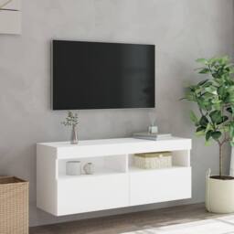 Berkfield Home TV Wall Cabinet with LED Lights White 100x30x40 cm - Size: 100 x 30 x 40 cm - thumbnail 5