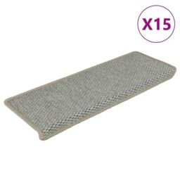 Berkfield Home Stair Mats Self-adhesive Sisal-Look 15 pcs 65x21x4 cm Grey - Size: Medium - thumbnail 2