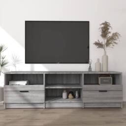 Berkfield Home TV Cabinet Grey Sonoma 150x33.5x45 cm Engineered Wood - thumbnail 2