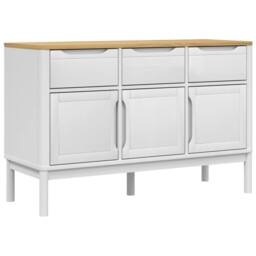 Berkfield Home Sideboard FLORO White 114x43x74 cm Solid Wood Pine - Size: 114 x 43 x 74 cm - thumbnail 1