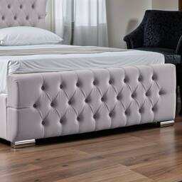 UK Bed Furniture Isabella Ottoman Gas Lift Upholstered Bed with 48 Inch Wing Headboard in Silver - Size: Single - thumbnail 4