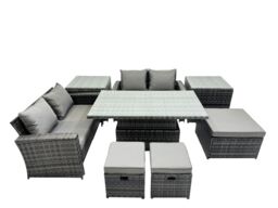 Fimous Outdoor Love Sofa Set 7 Seat Rattan Garden Furniture Set & in Dark Grey - thumbnail 1