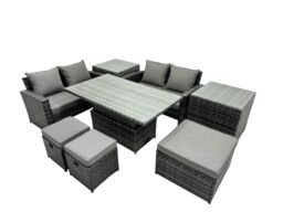 Fimous Outdoor Love Sofa Set 7 Seat Rattan Garden Furniture Set & in Dark Grey - thumbnail 2