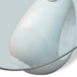 Berkfield Home Coffee Table with Oval Glass Top High Gloss White - thumbnail 4