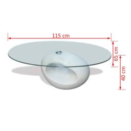 Berkfield Home Coffee Table with Oval Glass Top High Gloss White - thumbnail 6