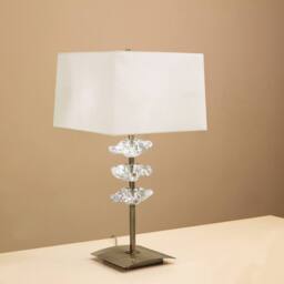 Netlighting Akira Table Lamp 2 Light E27 Antique Brass With Cream Shade - thumbnail 2