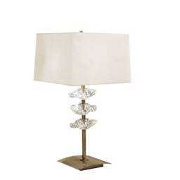 Netlighting Akira Table Lamp 2 Light E27 Antique Brass With Cream Shade