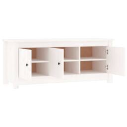 Berkfield Home Shoe Cabinet White 110x38x45.5 cm Solid Wood Pine - thumbnail 4