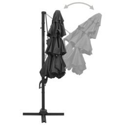 Berkfield Home 4-Tier Parasol with Aluminium Pole Anthracite 3x3 m in Black - thumbnail 4