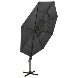 Berkfield Home 4-Tier Parasol with Aluminium Pole Anthracite 3x3 m in Black - thumbnail 5