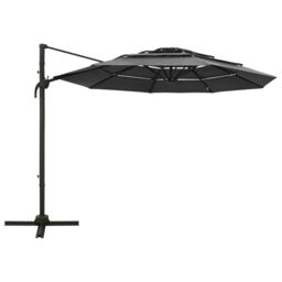 Berkfield Home 4-Tier Parasol with Aluminium Pole Anthracite 3x3 m in Black - thumbnail 2