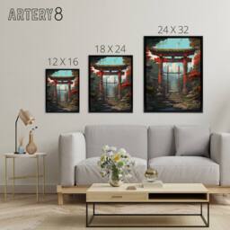 "Artery8 Japanese Torii Gate To Shinto Shrine Framed Canvas Wall Art Print - Size: W18"" x H24""" - thumbnail 4