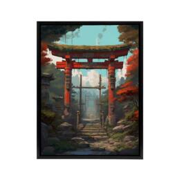 "Artery8 Japanese Torii Gate To Shinto Shrine Framed Canvas Wall Art Print - Size: W18"" x H24""" - thumbnail 1