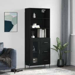 Berkfield Home Highboard Black 69.5x34x180 cm Engineered Wood - thumbnail 2