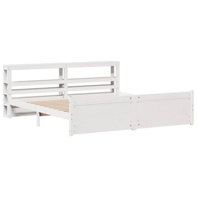 Berkfield Home Beautiful Bed Frame with Headboard without Mattress White 180x200 - Size: Super King - image 1