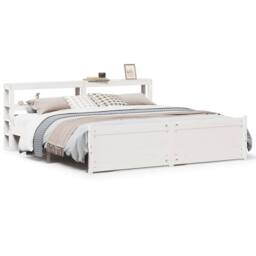 Berkfield Home Beautiful Bed Frame with Headboard without Mattress White 180x200 - Size: Super King - thumbnail 3