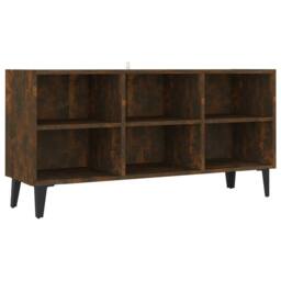 Berkfield Home TV Cabinet with Metal Legs Smoked Oak 103.5x30x50 cm in Brown - thumbnail 3