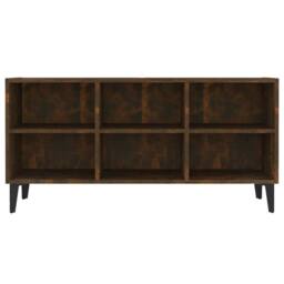 Berkfield Home TV Cabinet with Metal Legs Smoked Oak 103.5x30x50 cm in Brown - thumbnail 4