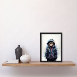 "Artery8 Wall Art Print Street Cat Lovers Gift Watercolour Pet Portrait Painting Artwork Art Framed - Size: W12"" x H16""" - thumbnail 4