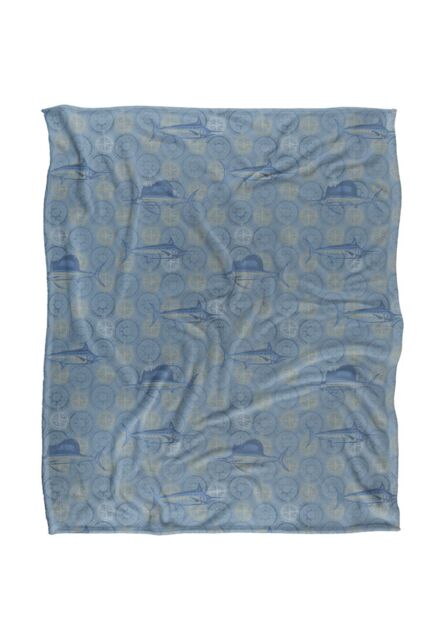 JQ Licensing Jl-Jp-Jq Billfish Fishing Compass Pattern Silky Touch Super Soft Throw Blanket 152 X 127 cm in White - image 1