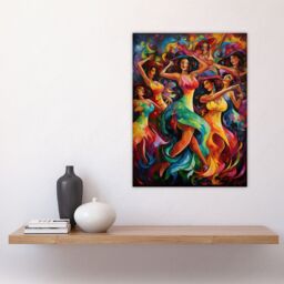 "Artery8 Wall Art Print Latino South America Colourful Bright Bold Painting Rhythm Body Energy Theatre Arts Artwork Poster - Size: W24"" x H32""" - thumbnail 4