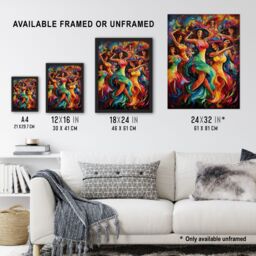 "Artery8 Wall Art Print Latino South America Colourful Bright Bold Painting Rhythm Body Energy Theatre Arts Artwork Poster - Size: W24"" x H32""" - thumbnail 3