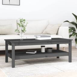 Berkfield Home Beautiful Coffee Table Grey 110x50x40 cm Solid Wood Pine - Size: 110 x 50 x 40 cm - thumbnail 2