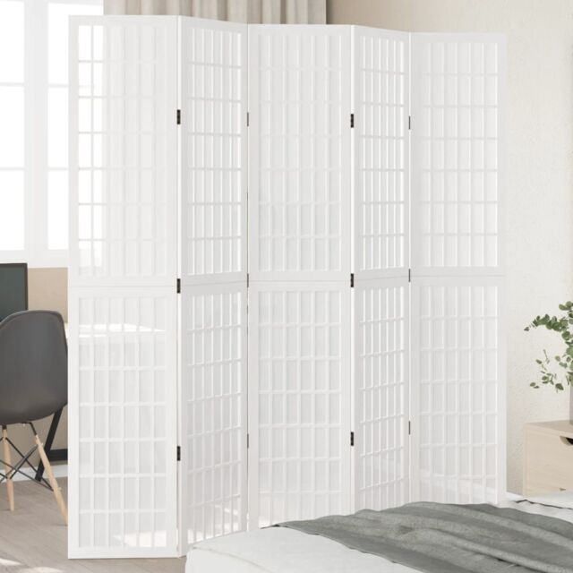 Berkfield Home Room Divider 5 Panels White Solid Wood Paulownia - image 1