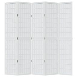 Berkfield Home Room Divider 5 Panels White Solid Wood Paulownia - thumbnail 4