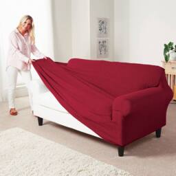 Coopers of Stortford Stretch Sofa Cover, 3 Seater, Fits 180-210cm in Wine - thumbnail 3