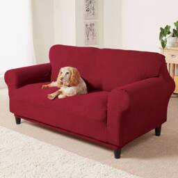 Coopers of Stortford Stretch Sofa Cover, 3 Seater, Fits 180-210cm in Wine - thumbnail 1