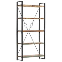 Berkfield Home 5-Tier Bookcase 90x30x180 cm Solid Reclaimed Wood in Brown - Size: 90 x 30 x 180 cm - thumbnail 8