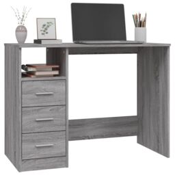 Berkfield Home Desk with Drawers Grey Sonoma 102x50x76 cm Engineered Wood - Size: 102 x 50 x 76 cm - thumbnail 4