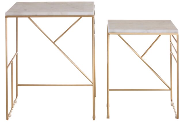 Orsina Stunning Design Set Of 2 Square Side Tables, Elegant Side Tables For Livingroom, Functional Bedside Table in White - image 1