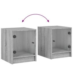 Berkfield Home Elegant Bedside Cabinet with Glass Door Grey Sonoma 35x37x42 cm - Size: 35 x 37 x 42 cm - thumbnail 9
