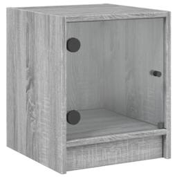 Berkfield Home Elegant Bedside Cabinet with Glass Door Grey Sonoma 35x37x42 cm - Size: 35 x 37 x 42 cm - thumbnail 3
