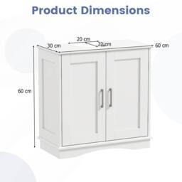 Gymax 60 cm Pedestal Sink Bathroom Vanity Cabinet Under Sink Cabinet White - thumbnail 2
