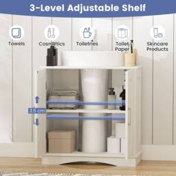 Gymax 60 cm Pedestal Sink Bathroom Vanity Cabinet Under Sink Cabinet White - thumbnail 7
