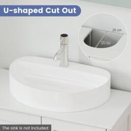 Gymax 60 cm Pedestal Sink Bathroom Vanity Cabinet Under Sink Cabinet White - thumbnail 5