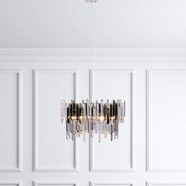 Pagazzi Onega 3 Light Chrome & Smoked Glass Pendant Ceiling Light in Silver - image 1