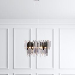 Pagazzi Onega 3 Light Chrome & Smoked Glass Pendant Ceiling Light in Silver - thumbnail 1