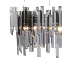 Pagazzi Onega 3 Light Chrome & Smoked Glass Pendant Ceiling Light in Silver - thumbnail 4