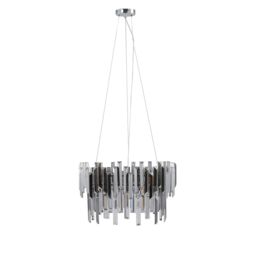 Pagazzi Onega 3 Light Chrome & Smoked Glass Pendant Ceiling Light in Silver - thumbnail 3