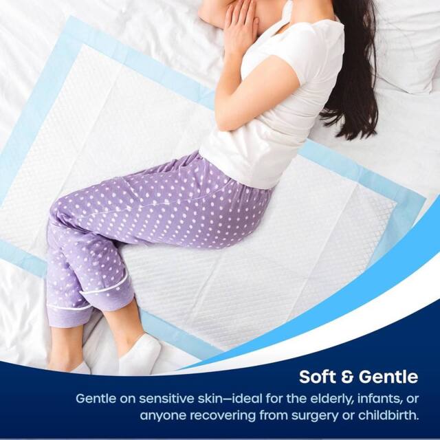 volila Triple Layer Incontinence Bed Pads 60cm x 90cm Soft Absorbent in Aqua - Size: 60 cm x 90 cm - image 1
