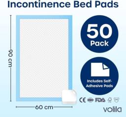 volila Triple Layer Incontinence Bed Pads 60cm x 90cm Soft Absorbent in Aqua - Size: 60 cm x 90 cm - thumbnail 2
