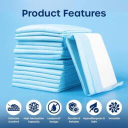 volila Triple Layer Incontinence Bed Pads 60cm x 90cm Soft Absorbent in Aqua - Size: 60 cm x 90 cm - thumbnail 3